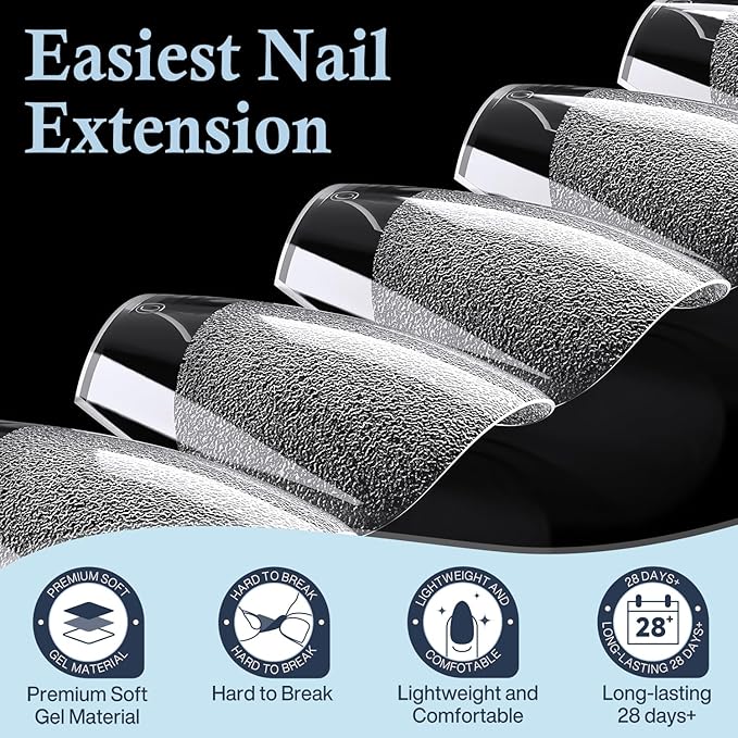 Luckyfariy Extra Short Coffin Nail Tips, 240Pcs Pre-shaped Half Matted Full Cover Ballerina Fake Nails Press on Extension, Soft Gel Clear Tips Home DIY Mani 12 Sizes