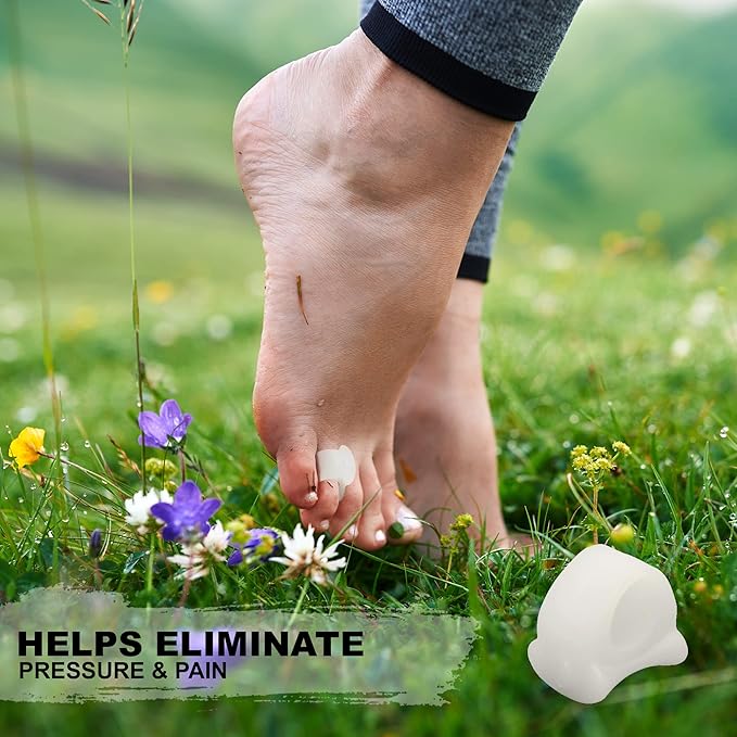Mars Wellness Gel Toe Separator and Toe Spacers - Bunion, Hammer Toe, Overlapping Toes, Toe Spreader and Toe Corrector for Men and Women - 4 Pack - White Small