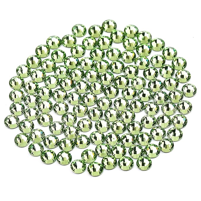 Novani Crystal Rhinestones, Flatback Loose Gemstones 1440pcs Glass Rhinestones for Clothes Shoes Crafts Makeup Nail Art and DIY Decorations(SS8, Light Green)