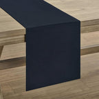 Basic Linen Style Table Runner, 14x60 Inch Dark Navy | Mitered Corner Design - Image 7