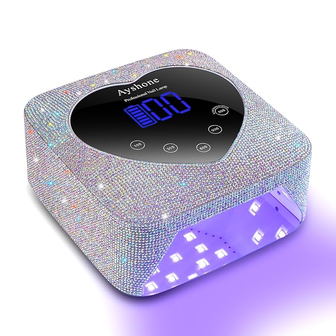 Cordless UV LED Nail Lamp,72W Rechargeable Nail Dryer Gel Polish Light with Large LCD Display,Rechargeable Nail Curing Lamp for Salon & Home (AB Diamond)