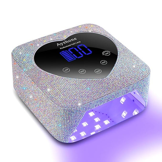 Cordless UV LED Nail Lamp,72W Rechargeable Nail Dryer Gel Polish Light with Large LCD Display,Rechargeable Nail Curing Lamp for Salon & Home (AB Diamond)