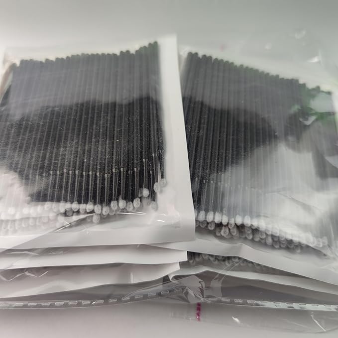 800 Pieces Microswabs for Eyelash Extensions, 10CM Lash Cotton Swabs, Microfiber Wands Brush for Lash Removal, Clean Mascara (Simple Packaging)-(Black)