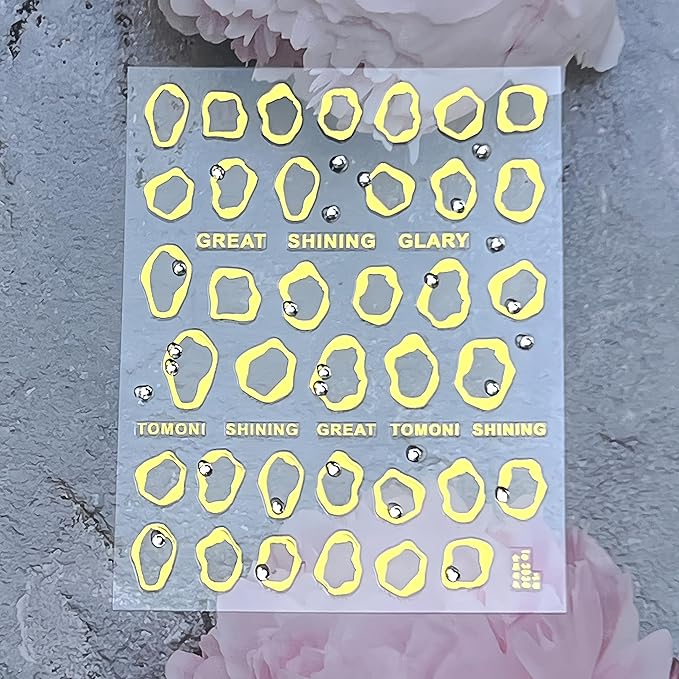 Irregular Bronzing Nail Art Stickers Gold Silver Square Frame Nail Stickers with Rhinestone 5D Self Adhesive Nail Designs Decals Simple Nail Art Stickers for Women Girls Nail DIY Decoration 2 Sheet