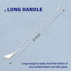 Bar Spoon Cocktail Mixing Stirrers, 12” Long Handle, Long Drink Spoons - Image 2