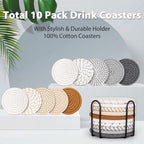 10 Style Drink Coasters with Holder, Absorbent Coasters - Image 2