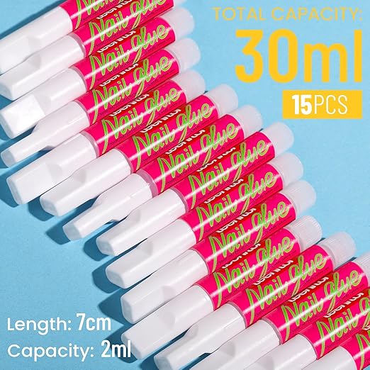 Teenitor Nail Glue for Acrylic Nails, 15pcs Press on Nail Glue Strong, Best Nail Glue for Press on Nails Long Lasting Nail Glue for Nail Tips