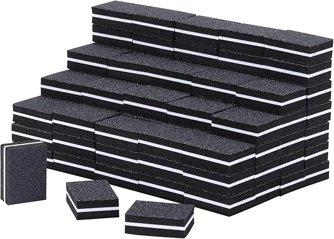 100 Pcs Mini Buffers for Nails 180/100 Grit Buffer for Acrylic Nails for Nail Care(Black)