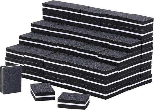 100 Pcs Mini Buffers for Nails 180/100 Grit Buffer for Acrylic Nails for Nail Care(Black)