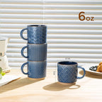 GBhome 6 OZ Stackable Coffee Mugs Set of 4, Ceramic Coffee Cups Set | 4 - Image 2