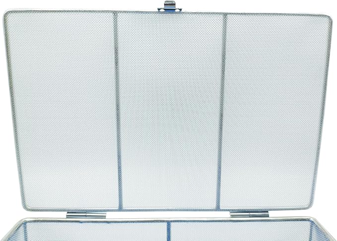 Instrument Tray with Silicone Mat&Lid, 11.81"x7.87"x2.75" (30x20x7cm), 304 Stainless Steel Sterilization Basket–Ultrasonic Perforated Mesh Tray for Ophthalmic, ENT Instruments, Cleaning&Sterilization