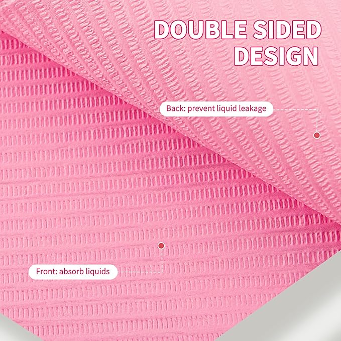 Gusnilo Nail Art Table Mat - Disposable Nail Paper Towels (50PCS) - Pink Waterproof 3-Ply Nail Art Paper 13" X 18" Pads for Nail Table Decoration Kit, Nail Art Accessories