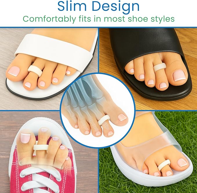 VIVEsole Hammer Toe Crest Cushion & Buttress Pad - Reduces Pressure from Calluses & Hammer Toes (Pair) - For Left & Right Feet - Toe Separator Corrector for Curled, Crooked, Curved, Overlapping Toes