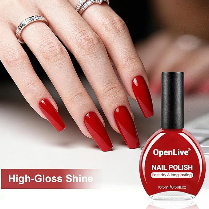 16.5ml Red Perfume Nail Polish Large Volume Quick Dry Nail Polish, Long Lasting Shine, Fingernail Toenail Nail Art DIY Home Travel Nail Art Gift