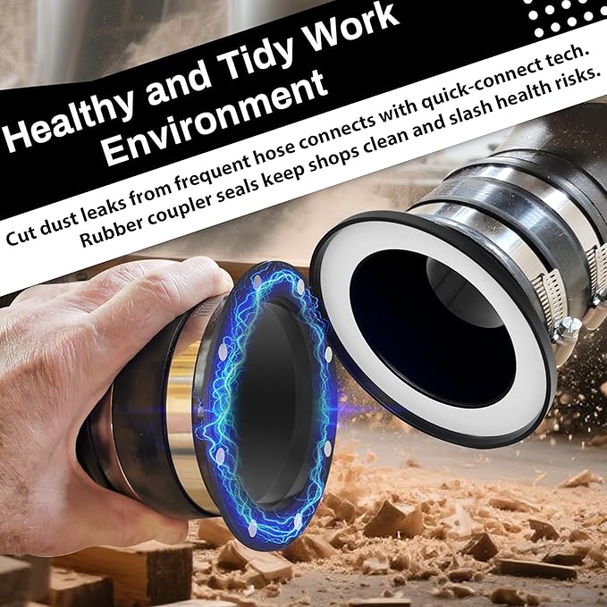 Magnetic Dust Collection Fittings, Quick Connect Magnetic Dust Collection System for 4" Woodwork Shop Vacuums Dust Hose, Efficiently Transfer Hoses Between Machines