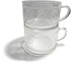 Vintage Embossed Sunflower Retro Glass Coffee Mug Cup 14 ounce Stackable - Image 3