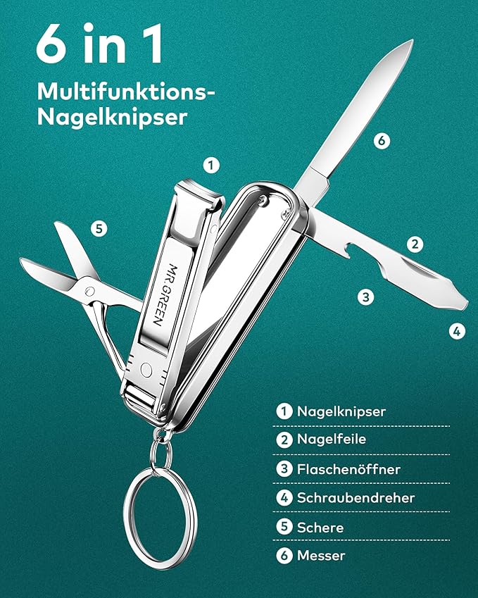 Portable Nail Clippers,Medical Grade Stainless Steel Foldable Nail Cutter with Leather Case, Ultra Slim Travel Design Mr-1099sl