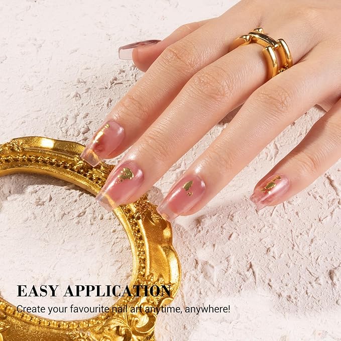 MelodySusie Semi Cured Gel Nail Strips (Pink Jelly Shading), Works with Nail lamp, Salon Quality, Long Lasting, Easy to Apply and Remove, Includes 20Pcs, 2 Prep Pads, Nail File and Wooden Stick