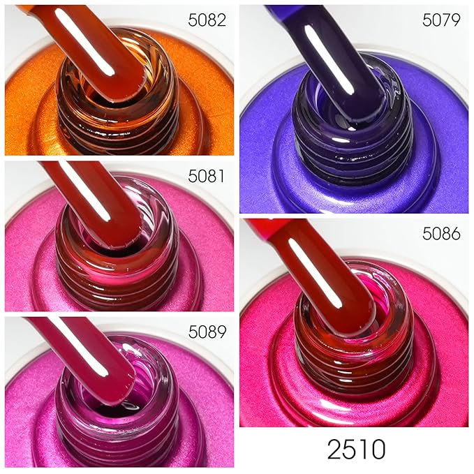 VENALISA Gel Nail Polish Set, 5 Colors 10ML Gel Polish Kit Orange Purple Pink Color Soak Off Salon Manicure DIY at Home Nail Art For Girls Women