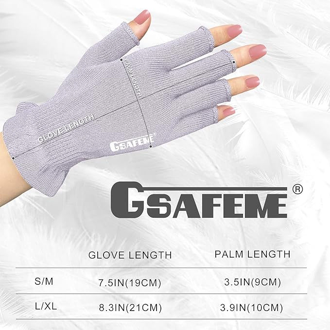 GSAFEME Cotton Gloves for Dry Hands - Fingerless Touchscreen Moisturizing Gloves for Sleeping - Cotton Eczema Gloves for Men and Women, Purple L/XL 1 Pair