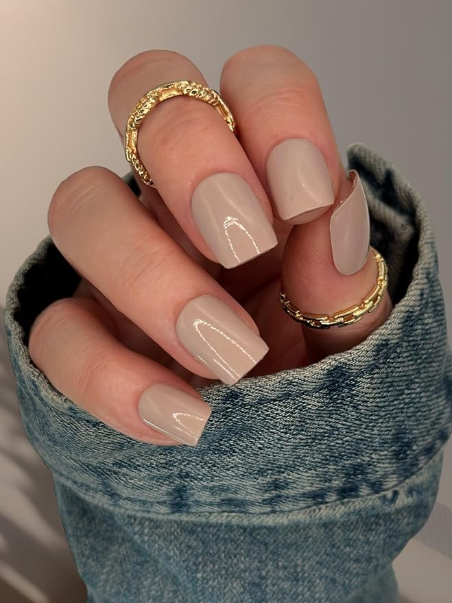 | 20 Exquisite Gel Nail Polish Strips w/Application Accessories - No UV/LED Lamp Required (Nude)