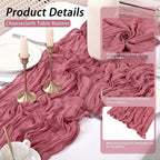8 Pack Dusty Rose Cheesecloth Table Runner 17x108 inch Boho Gauze Cheese Cloth - Image 4