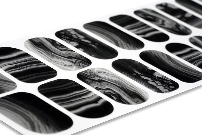 | 20 Exquisite Gel Nail Polish Strips w/Application Accessories - No UV/LED Lamp Required (Midnight Agate)