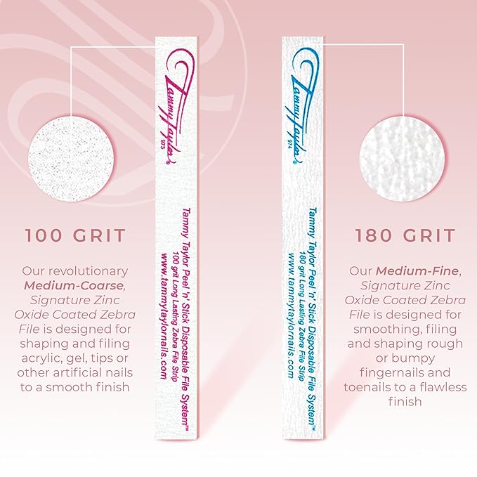 Tammy Taylor 100 Grit Acrylic Finger Nail Files for Women, 100/180 Limas para Uñas & Emery Boards for Nails, Professional Manicure Tools, Salon Art Supplies & Accessories, Disposable Fingernail File