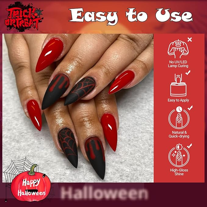 AZUREBEAUTY Dip Nails Powder Starter Kit, 4 Colors Pink Red Black Clear Dipping Powder System Liquid Set Recycling Tray with Base & Top Coat Activator Manicure Kit for Halloween Gift.