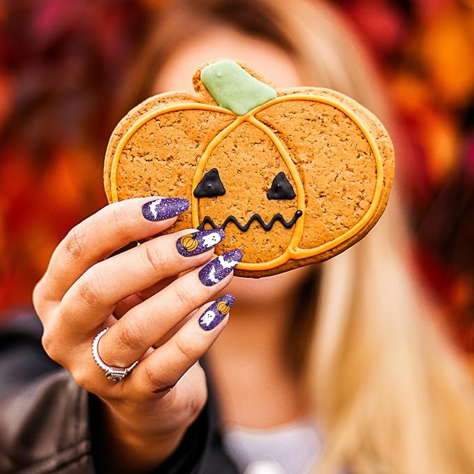 Whaline 6Pcs Halloween Nail Plates Stamping Set Pumpkin Ghost Skull Stamp Templates Nail Art Plates for DIY Print Manicure Salon Design Gift