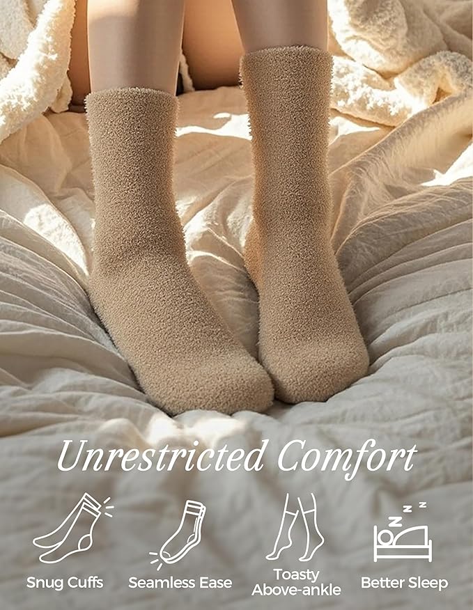 TEHOOK Warm & Cozy Gifts for Women, Stocking Stuufers, Fluffy Fuzzy Plush Sleeping Slipper Socks - Soft Warm Fabric