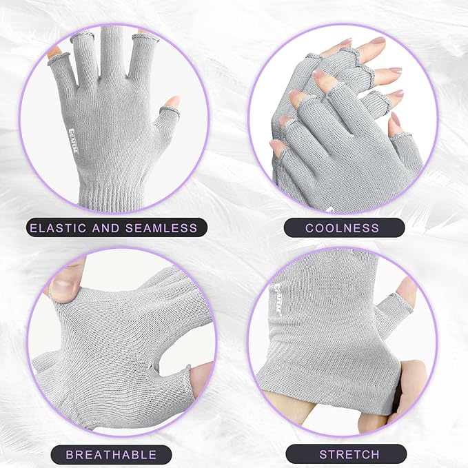 GSAFEME Cotton Gloves Eczema - Fingerless Touchscreen Moisturizing Gloves for Dry Hand Sleeping - Cotton Gloves for Men and Women, Gray L/XL 3 Pairs
