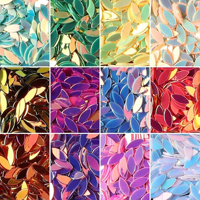 12 Colors Horse Eye Sequins 3D Ultra-Thin Flakes Colorful Glitter Stickers Holographic Laser Shiny Nail Art Design for Nail Decoration DIY Glitters