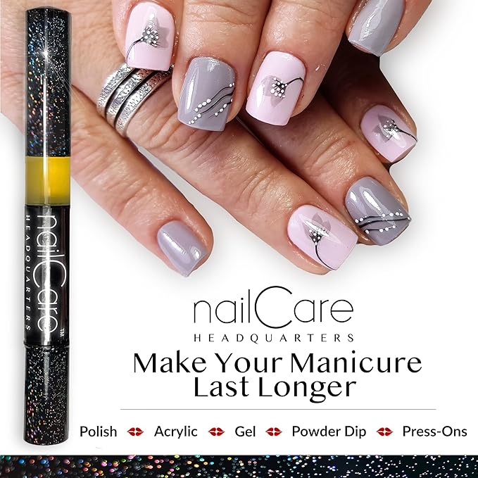 Cuticle Oil Pen for Nails - Nail Strengthener & Growth Oil and Serum for Damaged Nails, Hangnails w/Jojoba cuticle oil—Natural Fragrance - Holographic Glitter Pens 4-Pack