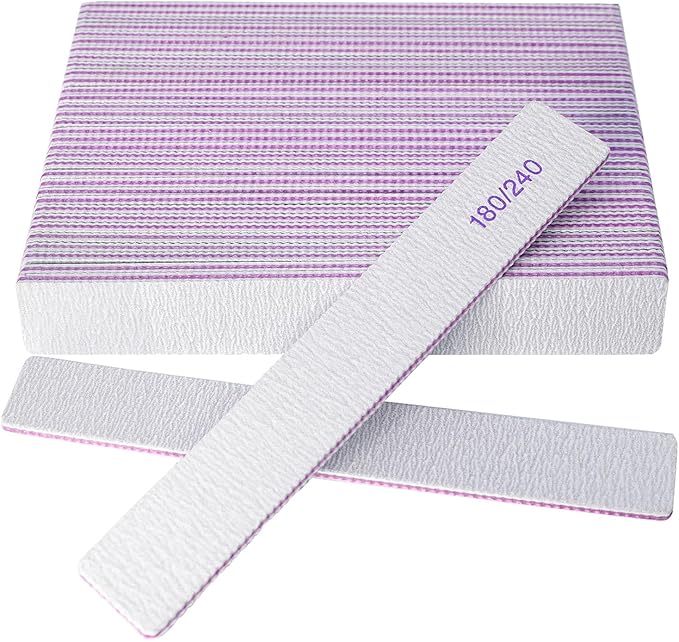 Nail Files, Professional 180/240 Grit Double Sided Emery Boards for Natural Nails Fingernail Toenail File Kit, Heavy Duty Emory (24 Pcs 180/240 Grit)