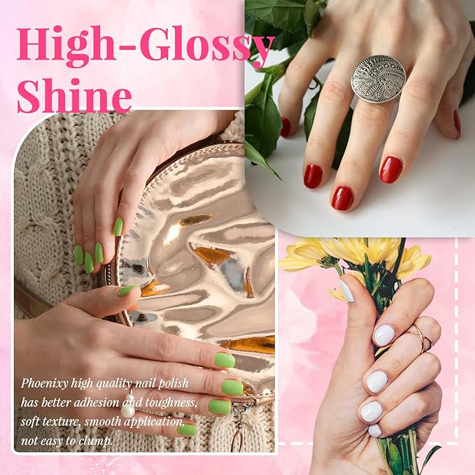 phoenixy 40 PCS Gel Nail Polish Kit, 36 Colors Gel Nail Polish Set with Base Top Coat Pink Blue Red at Home Nail Kit Gifts for Women
