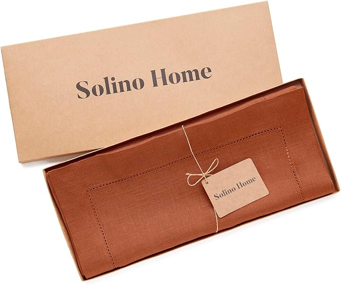 Solino Home 100% Pure Linen Table Runner Cinnamon Hemstitch, 14 x 60 in | - Image 6