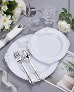 Nervure 100Pcs 10.25'' Silver Plastic Plates, Party Plates - Image 5