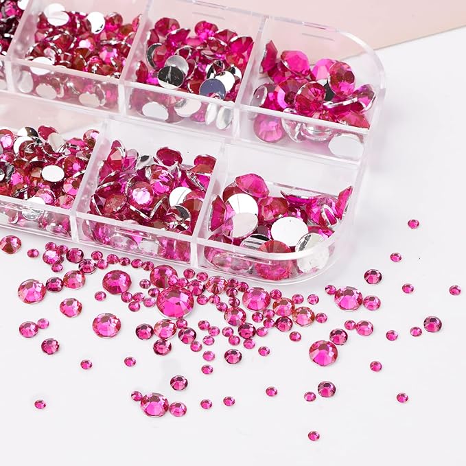 Canvalite 2784PCS Rhinestones Flat Back Gems, Nail Rhinestones Nail Art Gems with Pick Up Tweezers and Rhinestone Picker Dotting Pen, Nail Art Tools for Nails, Clothes, Face, Craft