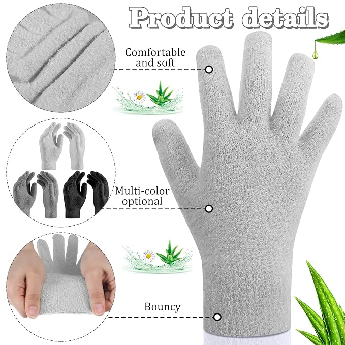 3 Pairs Moisturizing Aloe Gloves for Dry Hands Overnight Aloe Spa Infused Hydrating Cracked Hand Moisturizer Gloves for Women Men Chapped Skin(Vintage Color)