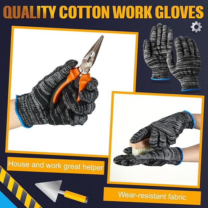 Sureio 100 Pairs Cotton Gloves Hand Cotton Liners Safety Knitted Polyester Gloves for BBQ Roping Men Women
