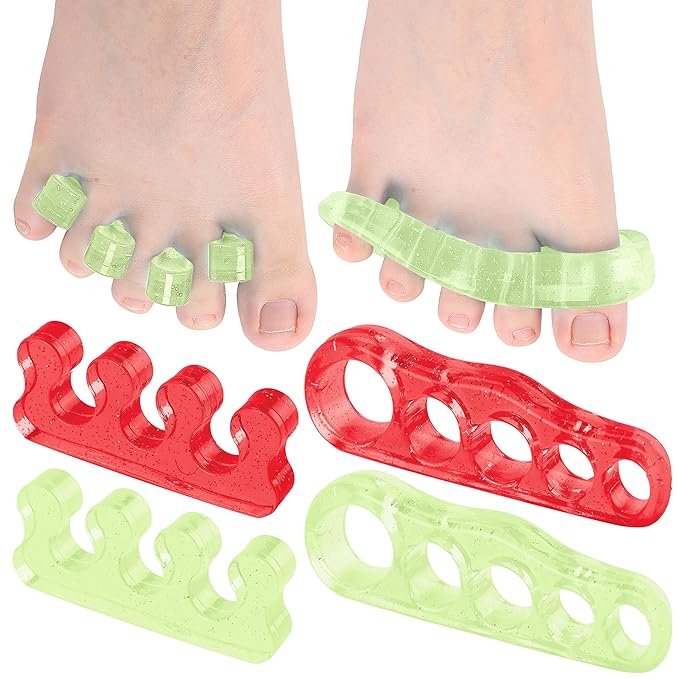 Dr. JK- ToePal Gel Toe Separator, 4 Pairs, Toe Spacers, Bunion Corrector, Turquoise & Pink, Christmas Gifts