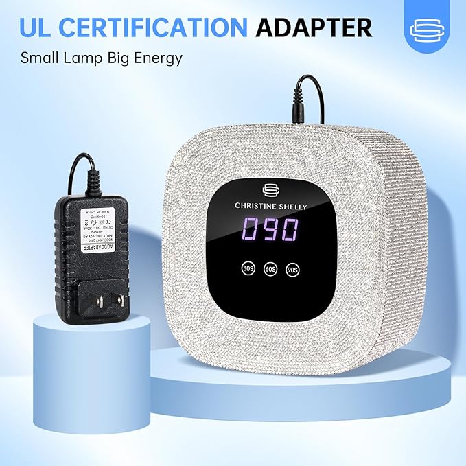 48W UV Light for Nails,Mini UV LED Nail Lamp with 3 Timer Settings, Auto Sensor, Fast Curing for Gel Nails,Nail Dryer Sparkly Gel Nail LCD Display Home Use DIY (White Diamond)