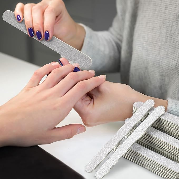 Professional Disposable Zebra Nail Files 100/180 Grit 5" Double Sided Emery Board Manicure Pedicure Tools 50Pcs