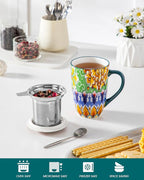 vancasso Ceramic Tea Mug with Infuser and Lid, 18 Ounce Bohemian Loose Leaf Cup - Image 4