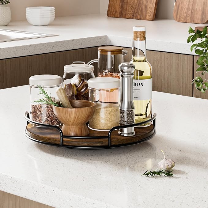 WOWBOX 9" Wood Lazy Susan Turntable Organizer - Image 3