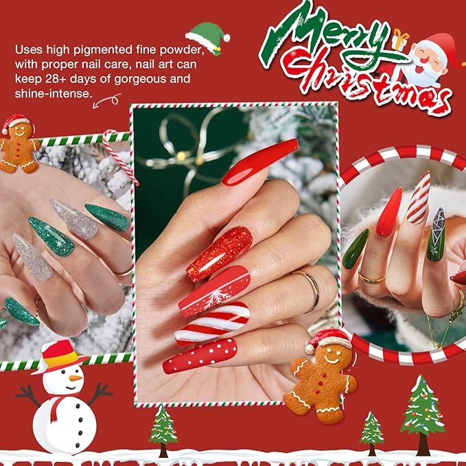 AZUREBEAUTY Dip Powder Nail Kit Starter Fall Autumn Orange Green Glitter Red 20 Colors Acrylic Dipping Powder Liquid Set with Base/Top Coat for French Nails Art Manicure Beginner DIY Salon Home