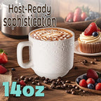 Large Coffee Mug Set of 4 with Stand and Spoons – 14oz Heavy Duty Ceramic Cups - Image 5