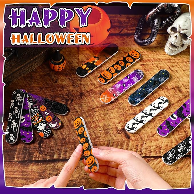 50 Pack Halloween Gifts Bulk for Women Mini Emery Board Nail Files Crazy Party Favors Halloween Theme Goodie Bags Stuffers for Party Supplies Employee Appreciation Teacher Staff Coworkers
