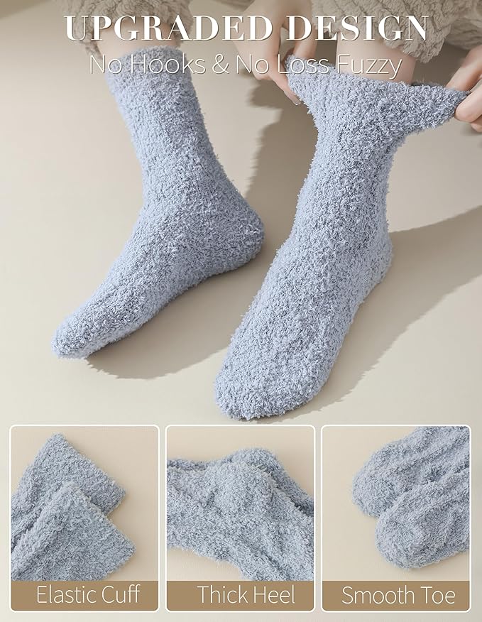 TEHOOK Warm & Cozy Gifts for Women, Stocking Stuufers, Fluffy Fuzzy Plush Sleeping Slipper Socks - Soft Warm Fabric